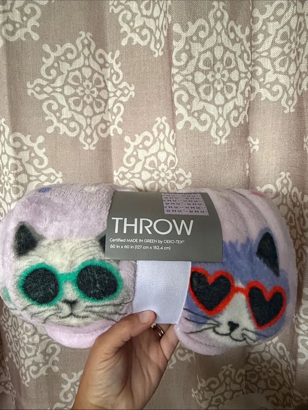 THROW Cute Cat Sunglasses Plush Throw Blanket - 50”x60” NWT